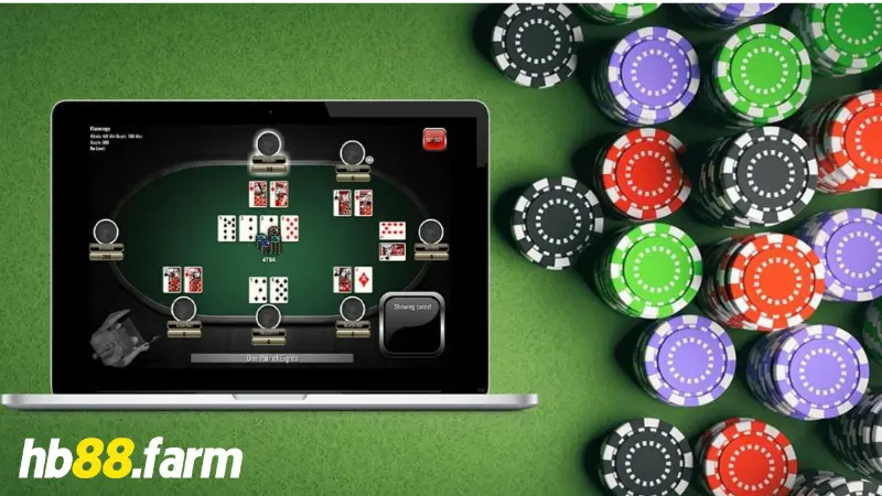 Bàn chơi Poker HB88 có từ 2 - 10 người tham gia với 4 vòng cược Pre Flop, Flop, Turn, và River