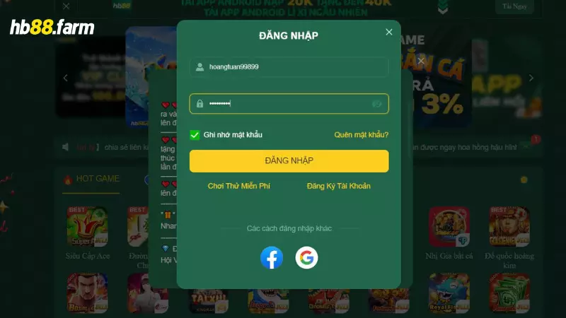 Thể thao ảo là gì? Hướng dẫn đặt cược thể thao ảo trên HB88 2 Truy cập nhà cái HB88 -> đăng nhập